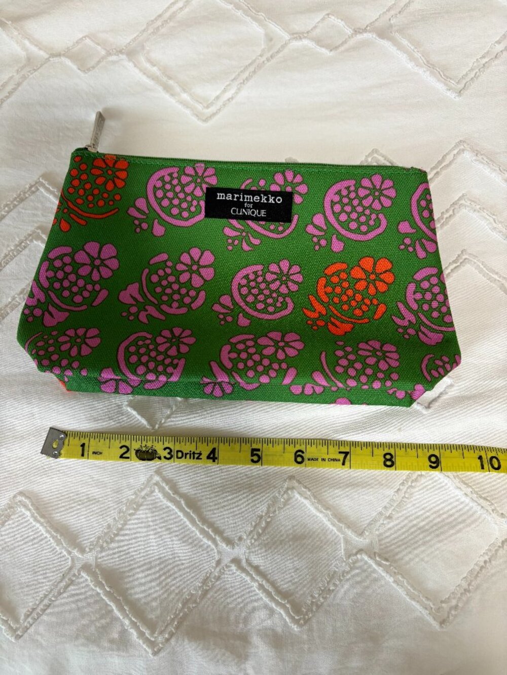 Marimekko for Clinique Floral Cosmetic Bag Green Pink Makeup Pouch